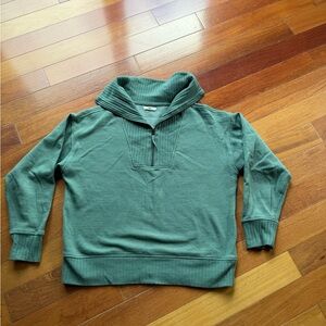 Women’s Green Half-Zip Shawl Collar Sweater